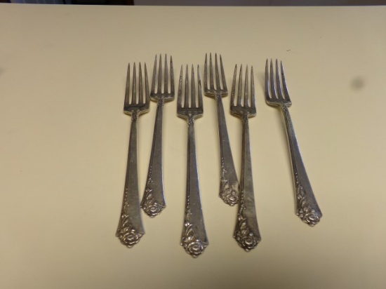 6 HEIRLOOM STERLING DINNER FORKS 8.65 T OZ