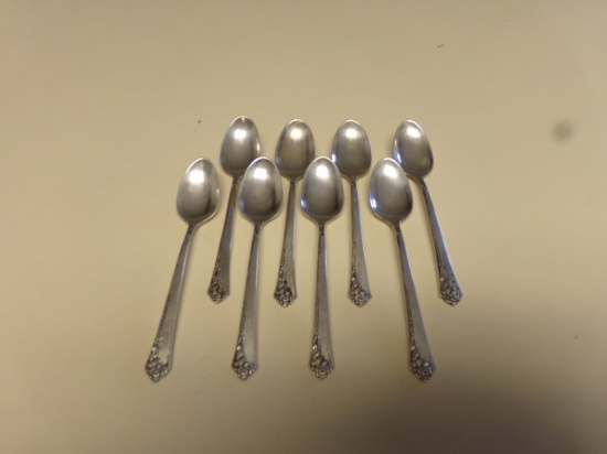 8 HEIRLOOM STERLING DEMITASSE SPOONS 2.67 T OZ