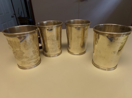 4 INTERNATIONAL STERLING CUPS 3 1/2 INCH TALL 17.75 T OZ