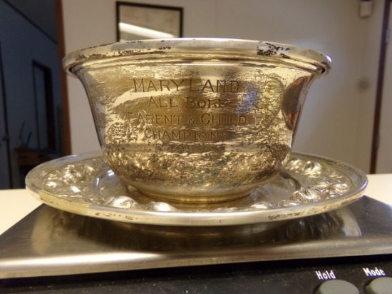 GORHAM STERLING TROPHY BOWL MARYLAND ALL BORE PARENT AND CHILD CHAMPION 195