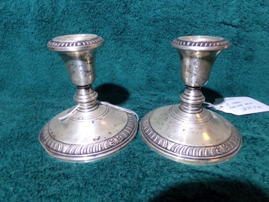 2 STERLING CANDLE HOLDERS APPROX 4 INCH WEIGHTED 18.75 T OZ