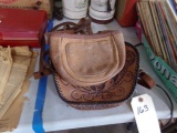 PAIR OF LEATHER BAGS AND GUN SHELL POUCH