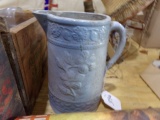 SALT GLAZE LIGHT BLUE MILK PITCHER APPROX 12 INCHES