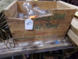 REMINGTON SHUR SHOT WOODEN CRATE WITH DAMAGE FULL OF BEER GLASSES PABST