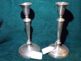 PAIR STERLING CANDLE HOLDERS 10 1/2 WEIGHTED BASES 55.87 T OZ