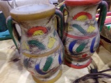 PAIR OF MADE IN JAPAN HAND PAINTED VASES WITH DOUBLE EARS