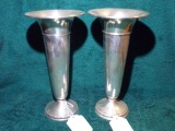 PAIR PRELUDE INTERNATIONAL STERLING VASES WEIGHTED BASES 9 3/4 INCH TALL 22