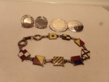 STERLING BRACELET EARRINGS AND PINS 1.07 T OZ