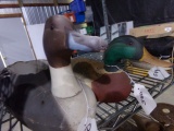 WOODEN MALLARD DECOY UNIDENTIFIED AND OTTER STYROFOAM PINTAIL PLANTER