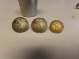 3 WORLD WAR II NAZI BUTTONS WITH PEWTER THIMBLE SHOT GLASS