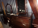 MAHOGANY FOUR DRAWER BUREAU WITH MIRROR MATCHING LOT 662