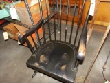 HITCHCOCK STYLE BLACK LACQUER ROCKING CHAIR