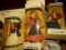 LOT TO INCLUDE THE PORCELAIN COLLECTION DOLLS AND BASKET WITH CHRISTMAS ITE