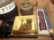 BOX LOT MINIATURE DECORATIVE TRAINS OIL LAMP AND MORE