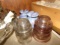 SHELF LOT INCLUDING PUNCH BOWL INSULATORS GLASSWARE AND MORE