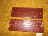 TWO TIN SIGNS SOUTHERN RR EQUIPMENT 17 1/2 X 6 INCH