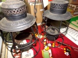 FOUR RR LAMPS KEROSENE WITH NO GLOBES FROM NY CENTRAL AND PA RR