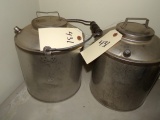 TWO STAINLESS STEEL WATER CANS APPROXIMATELY 2 GALLON