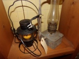 ELECTRICFIED NYCS LAMP AND ANTIQUE OIL LAMP