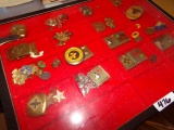 COLLECTION BOY SCOUT AWARDS BELT BUCKLES PINS AND MORE IN DISPLAY CASE