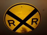 ROUND RAILROAD CROSSING SIGN APPROXIMATELY 36 INCH ACROSS