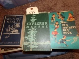 LOT TO INCLUDE BOY SCOUT HAND BOOKS DEN MOTHER HAND BOOKS SEASCOUT 1945 AND