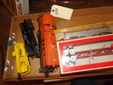 BOX TO INCLUDE TRAIN TRACK AND LIONEL FLOOD LIGHT TOWERS ENGINES BOX CARS A