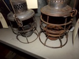 TWO RAILROAD LANTERNS MISSING GLOBES NYCS AND CRR OF NJ