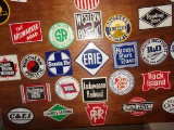 COLLECTION OF RR TIN EMBLEMS APPROXIMATELY 25