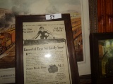 COLLECTION OF FRAMED UNDER GLASS ADS INCLUDING AMERICAN RR PA RR LIONEL TRA