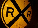 ROUND REFLECTOR RR CROSSING SIGN APPROX 36 INCH