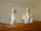 SET OF THREE HAND CARVED WHITE BARNYARD GEESE