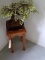 HARDWOOD PLANT STAND WITH ARTIFICIAL TREE AND FLORAL PRINT