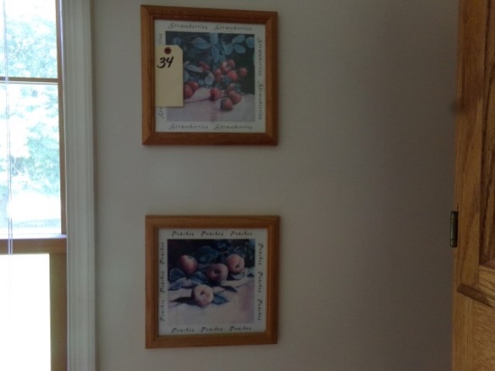 TWO FRAMED UNDER GLASS PRINTS OF FRUIT