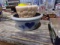 SALT GLAZE BOWL BY ROWE POTTERY AND FLOWER POT