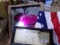 BOX LOT WITH CORVETTE SIGNS FLAGS AND MORE