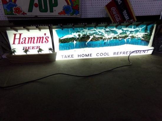 HAMMS BEER LIGHTED SIGN 6 1/2 X 18 INCH