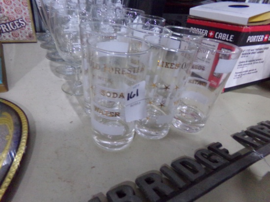 COLLECTION OF GLASSES INCLUDING DRUM POINT LIGHT HOUSE AND OLD FORESTER
