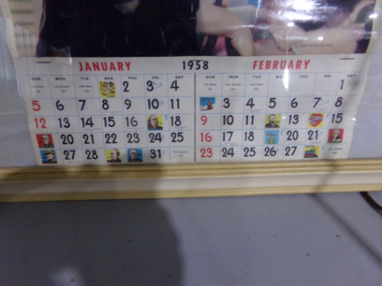 1958 CAMBRIDGE TIRE CENTER PHONE NUMBER 1534 FRAMED NUDE CALENDAR