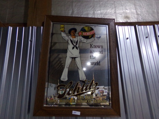 SCHLITZ MIRRORED SIGN 26 X 19