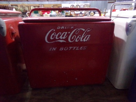 VINTAGE COCA COLA COOLER WITH BOTTLE OPENER ON SIDE