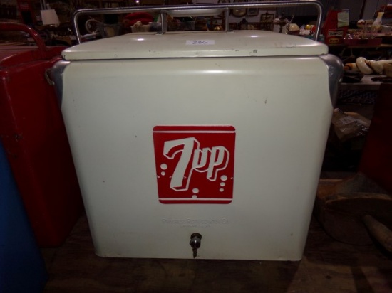 VINTAGE 7UP COOLER WITH BOTTLE OPENER
