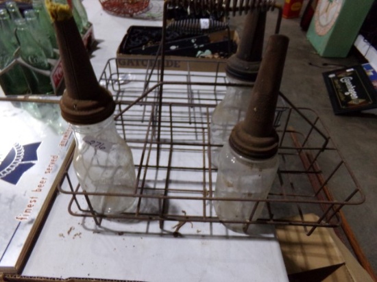 GLASS OIL BOTTLE DISPENSER WITH CARRIER