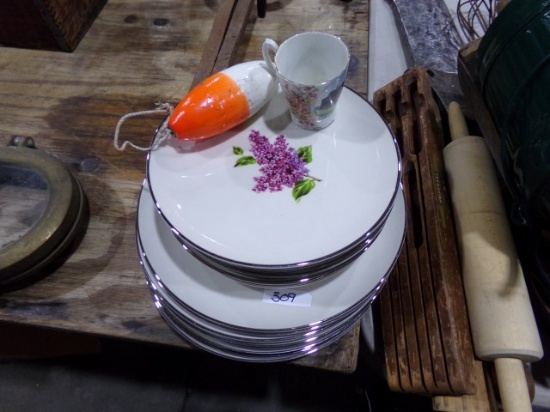 FINE ARTS CHINA LILLAC PATTERN DINNER AND DESSERT DISHES
