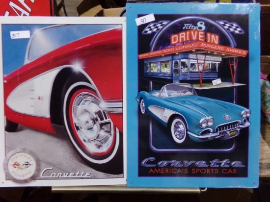 TWO CORVETTE SIGNS 16 X 12