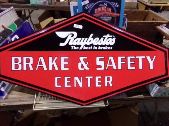RAYBESTOS BRAKE AND SAFETY SIGN TIN