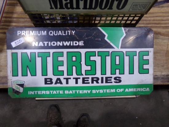 TIN INTERSTATE BATTERY SIGN 20 X 9