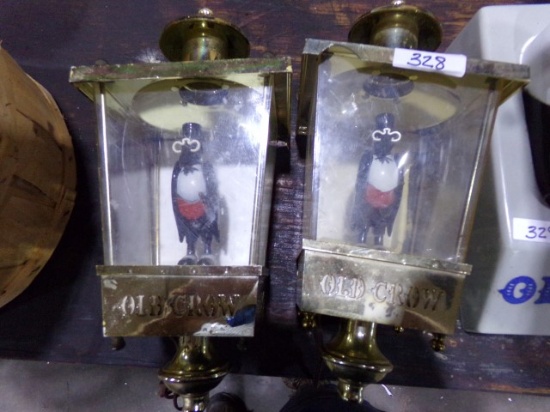 PAIR OF OLD CROW LIGHT FIXTURES