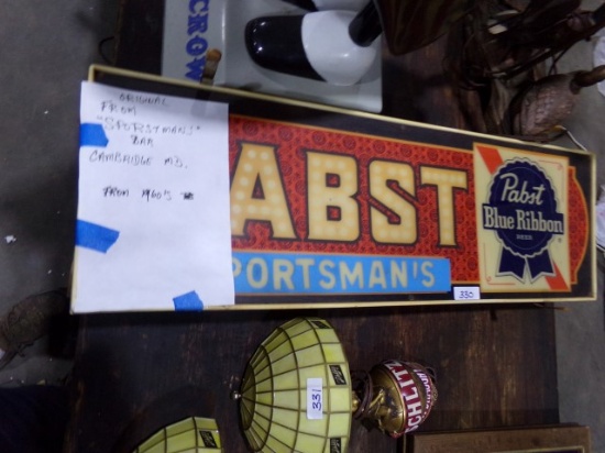 PABST BLUE RIBBON LIGHT SIGN SPORTSMAN BAR CAMBRIDGE MARYLAND 29 X 9
