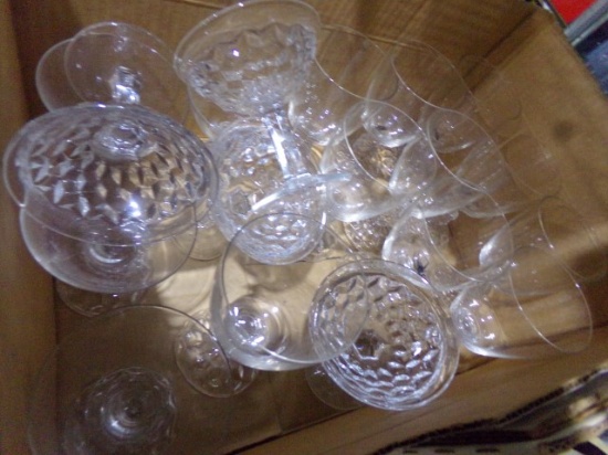 BOX WITH AMERICAN FOSTORIA GLASSES